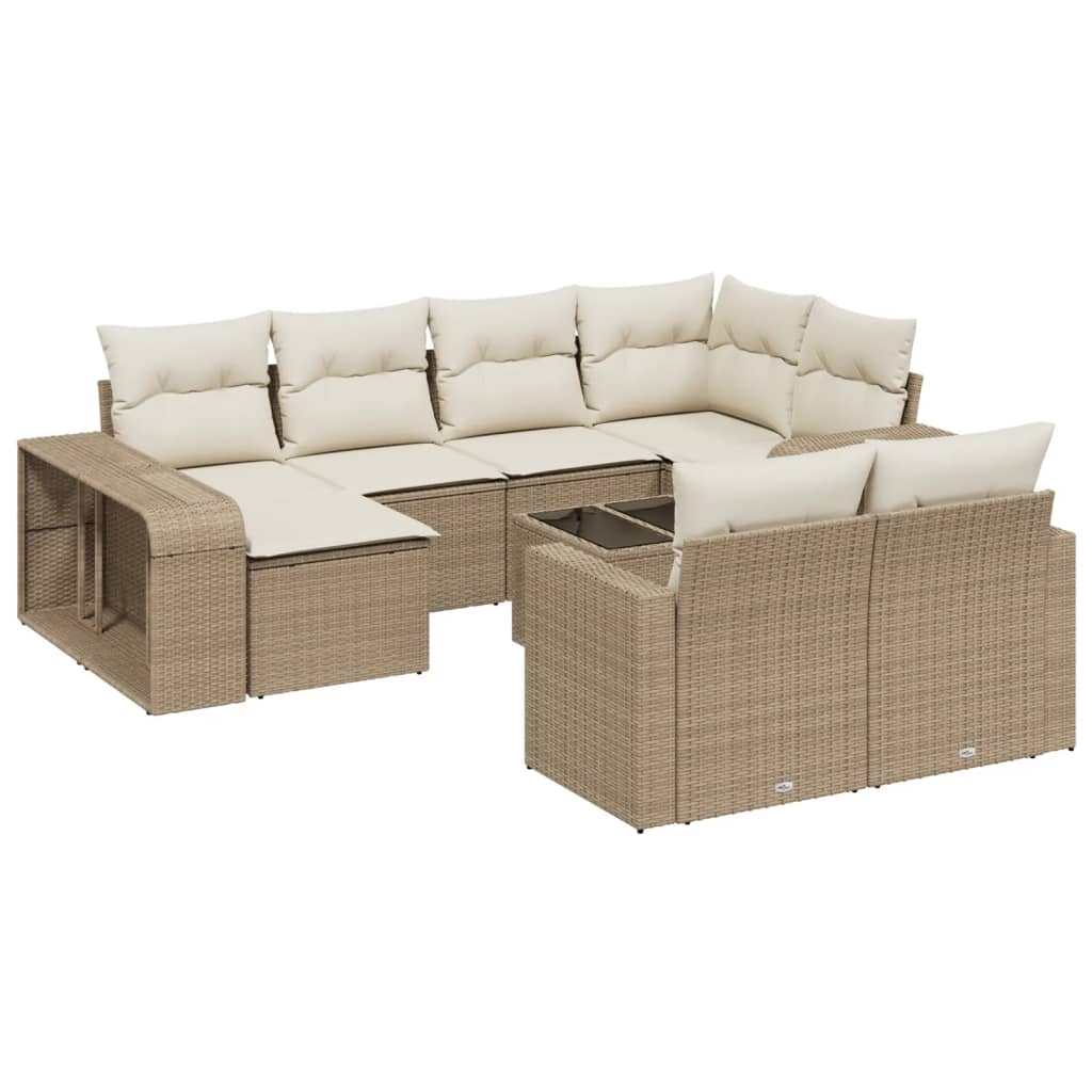 Set Divani da Giardino 11 pz con Cuscini Beige in Polyrattan | homemem39