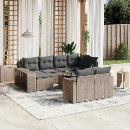 Set Divani da Giardino 11 pz con Cuscini in Polyrattan Grigio | homemem39