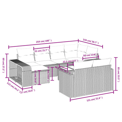 Set Divani da Giardino 11 pz con Cuscini Polyrattan Marrone | homemem39