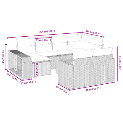 Set Divani da Giardino 11 pz con Cuscini Beige in Polyrattan | homemem39