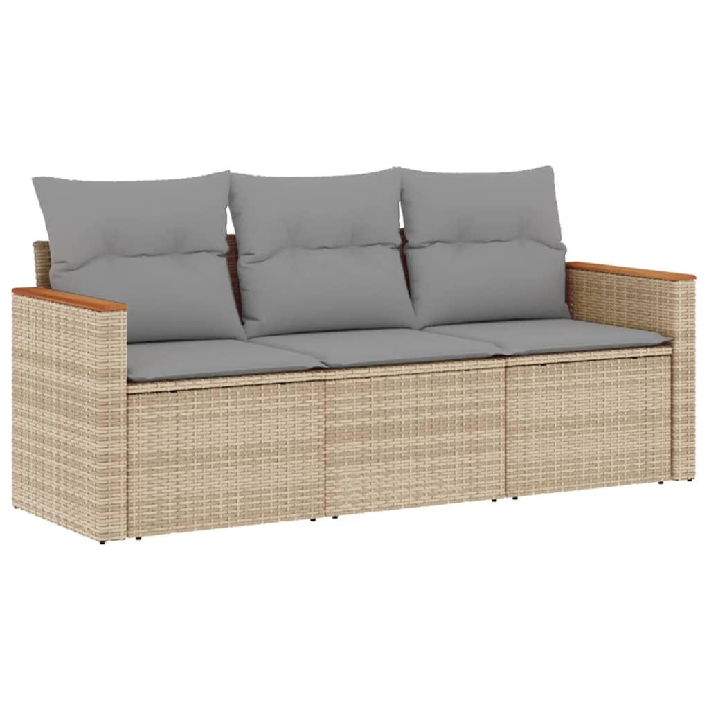 Set Divano da Giardino 3 pz con Cuscini Beige Misto Polyrattan - homemem39