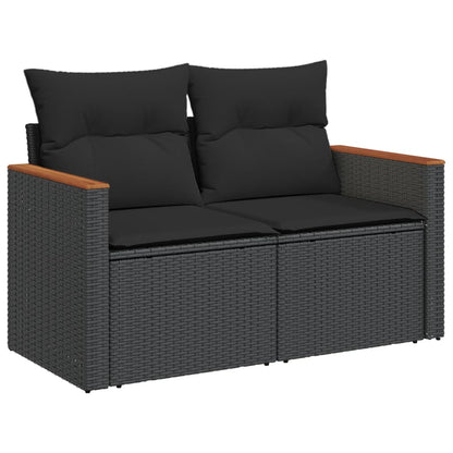 Set Divani da Giardino 4 pz con Cuscini Nero in Polyrattan | homemem39