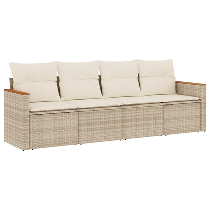 Set Divano da Giardino 4 pz con Cuscini Beige in Polyrattan - homemem39