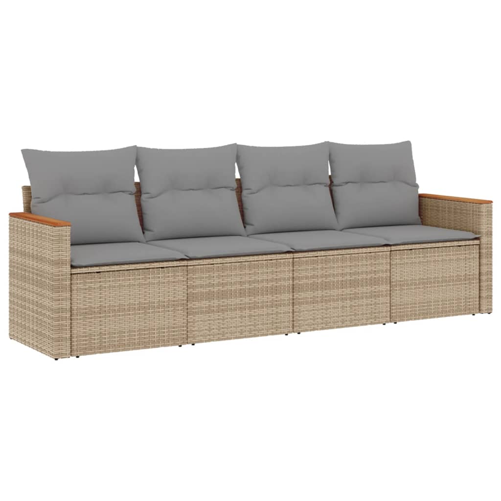 Set Divano da Giardino 4 pz con Cuscini Beige Misto Polyrattan - homemem39