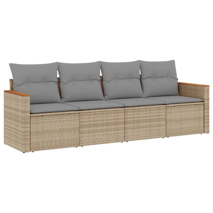 Set Divano da Giardino 4 pz con Cuscini Beige Misto Polyrattan - homemem39
