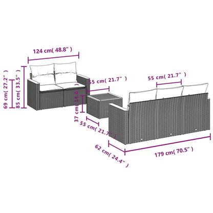 Set Divano da Giardino 6 pz con Cuscini Nero in Polyrattan | homemem39
