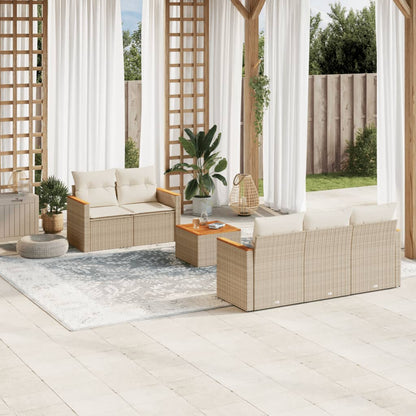 Set Divano da Giardino 6 pz con Cuscini Beige in Polyrattan - homemem39