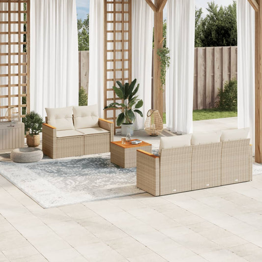 Set Divano da Giardino 6 pz con Cuscini Beige in Polyrattan - homemem39