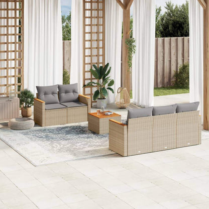 Set Divano da Giardino 6 pz con Cuscini Beige Misto Polyrattan - homemem39