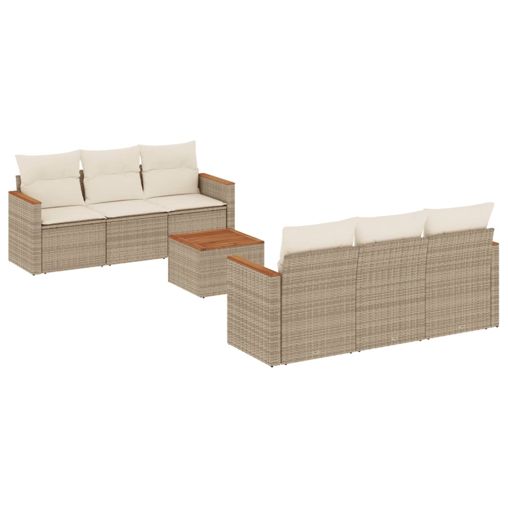 Set Divani da Giardino 7 pz con Cuscini Beige in Polyrattan - homemem39