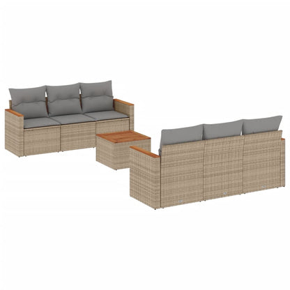 Set Divano da Giardino 7 pz con Cuscini Beige Misto Polyrattan - homemem39