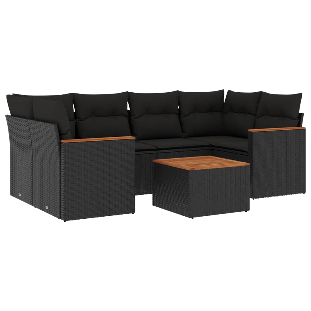 Set Divani da Giardino con Cuscini 7pz Nero Polyrattan - homemem39