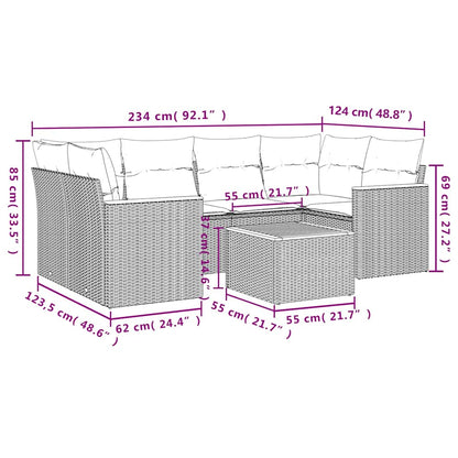 Set Divani da Giardino con Cuscini 7pz Nero Polyrattan | homemem39
