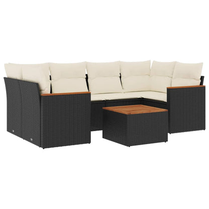 Set Divani da Giardino con Cuscini 7pz Nero Polyrattan - homemem39