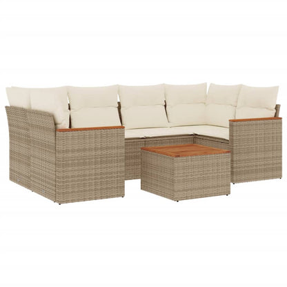 Set Divani da Giardino 7 pz con Cuscini Beige in Polyrattan - homemem39