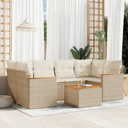 Set Divani da Giardino 7 pz con Cuscini Beige in Polyrattan - homemem39