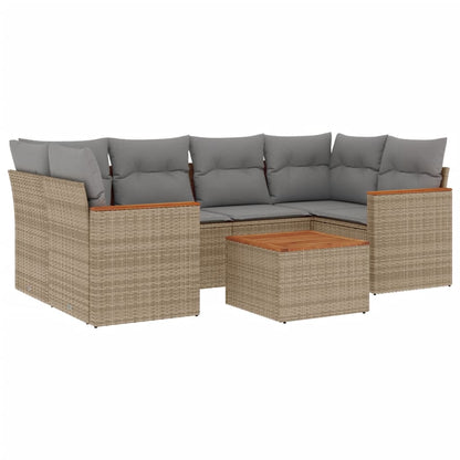 Set Divano da Giardino 7 pz con Cuscini Beige Misto Polyrattan - homemem39