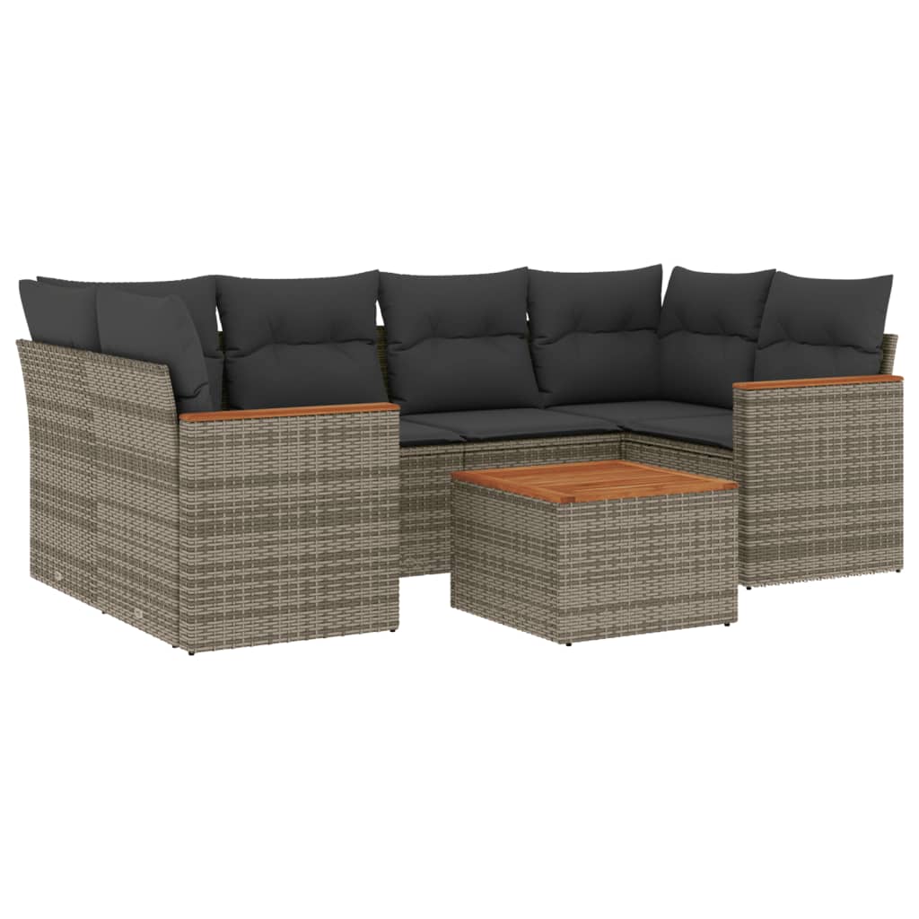 Set Divani da Giardino 7 pz con Cuscini Grigio in Polyrattan - homemem39