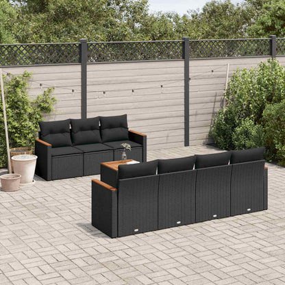 Set Divani da Giardino con Cuscini 8 pz Nero in Polyrattan | homemem39
