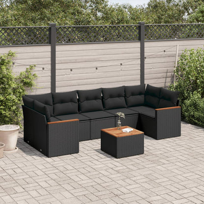 Set Divani da Giardino con Cuscini 8 pz Nero in Polyrattan - homemem39