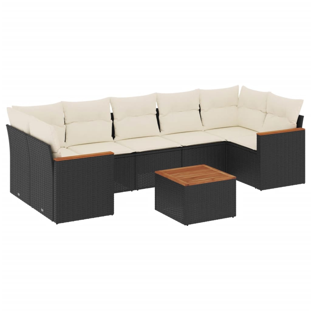 Set Divani da Giardino con Cuscini 8 pz Nero in Polyrattan - homemem39