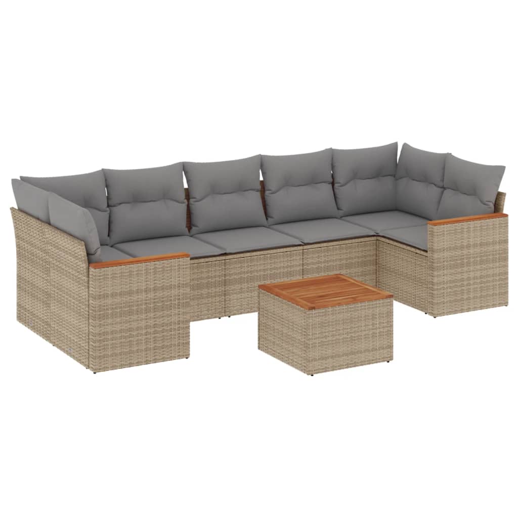 Set Divano da Giardino 8 pz con Cuscini Beige Misto Polyrattan - homemem39