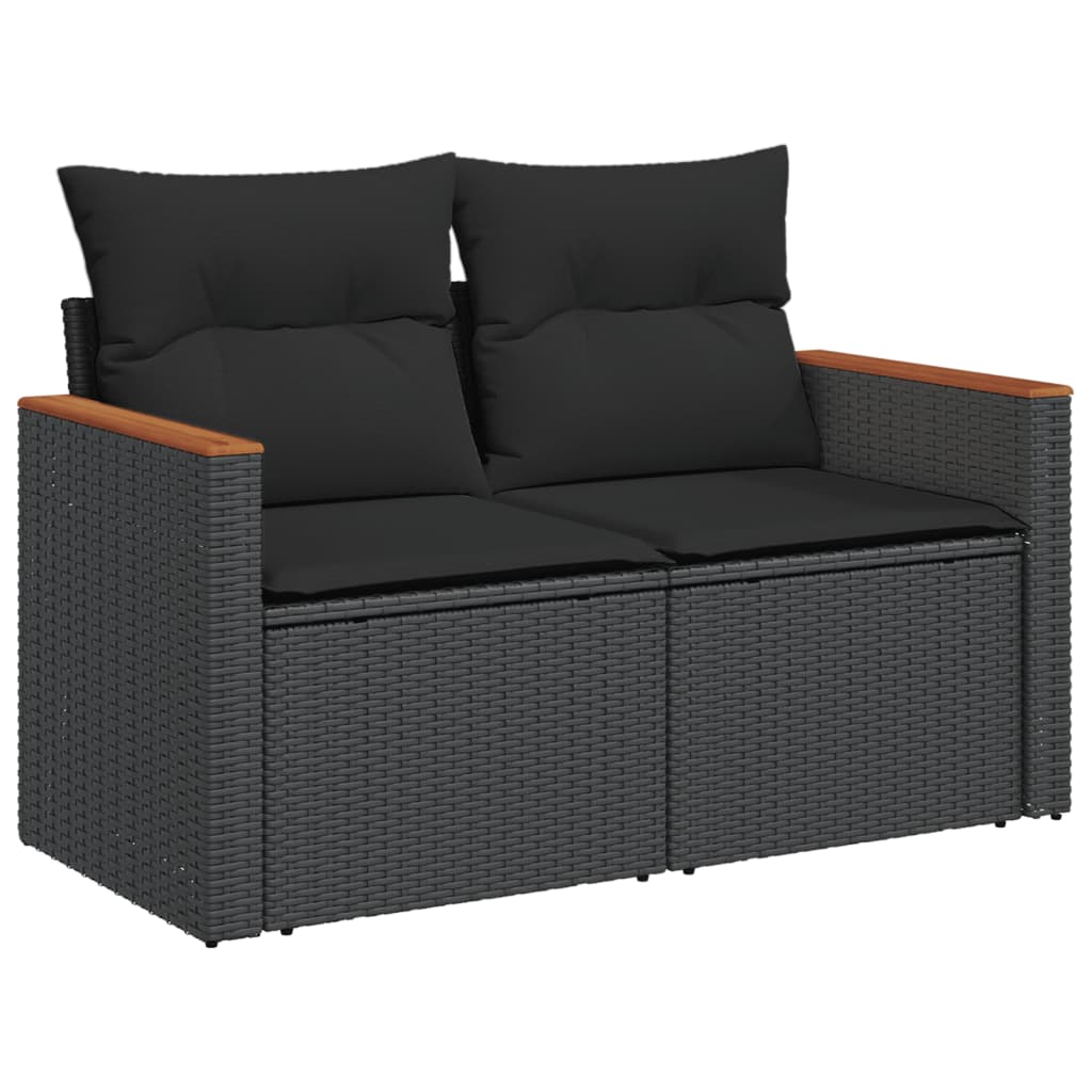 Set Divani da Giardino 9 pz con Cuscini Nero in Polyrattan - homemem39