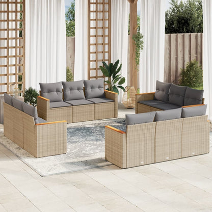 Set Divano da Giardino 12 pz con Cuscini Beige Misto Polyrattan - homemem39