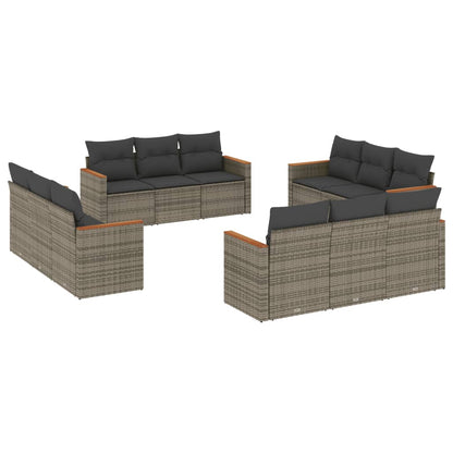Set Divani da Giardino 12 pz con Cuscini Grigio in Polyrattan - homemem39