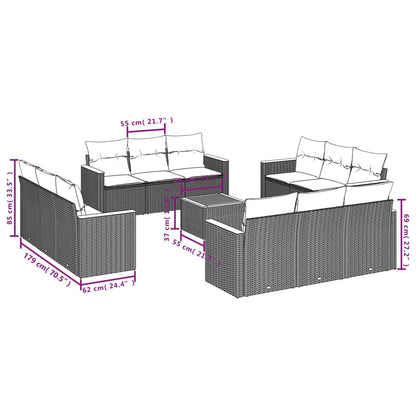 Set Divani da Giardino 13 pz con Cuscini Grigio in Polyrattan - homemem39