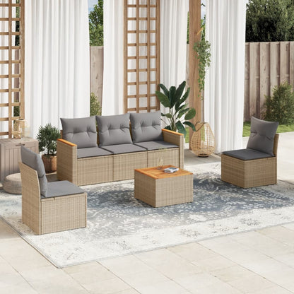 Set Divano da Giardino 6 pz con Cuscini Beige Misto Polyrattan - homemem39