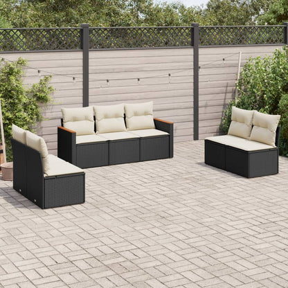 Set Divani da Giardino con Cuscini 7pz Nero Polyrattan - homemem39