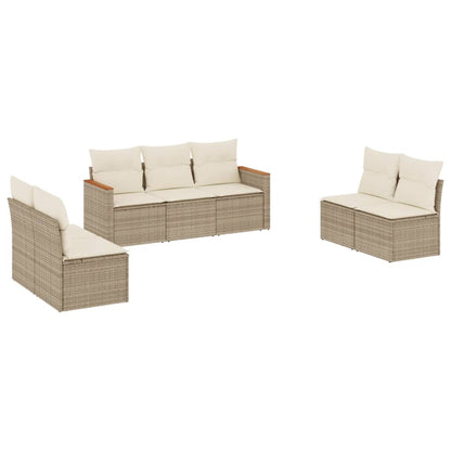 Set Divani da Giardino 7 pz con Cuscini Beige in Polyrattan - homemem39
