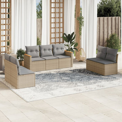 Set Divano da Giardino 7 pz con Cuscini Beige Misto Polyrattan - homemem39
