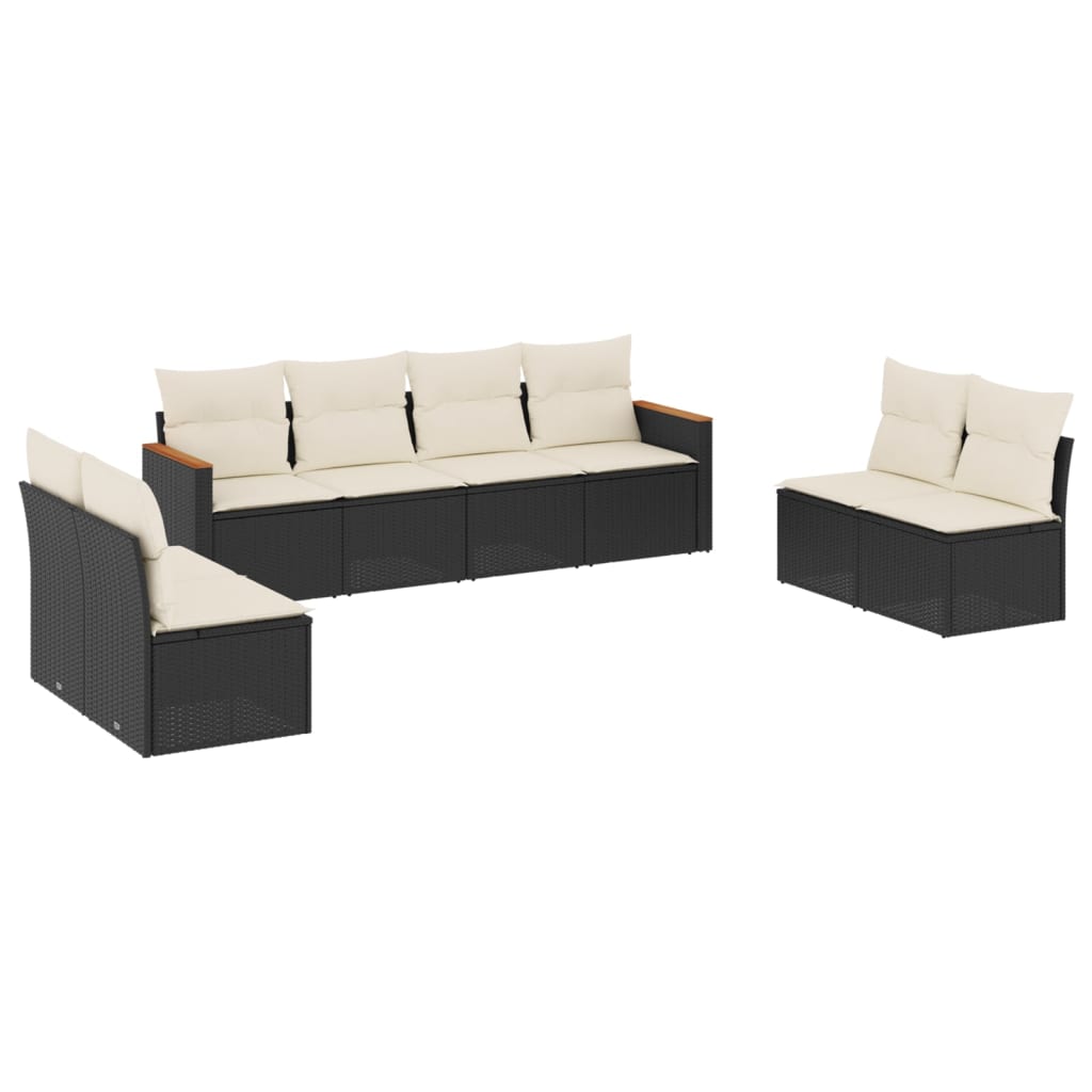 Set Divani da Giardino con Cuscini 8 pz Nero in Polyrattan - homemem39