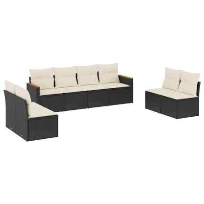 Set Divani da Giardino con Cuscini 8 pz Nero in Polyrattan - homemem39