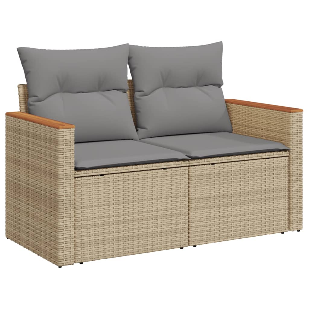 Set Divano da Giardino 9 pz con Cuscini Beige Misto Polyrattan - homemem39