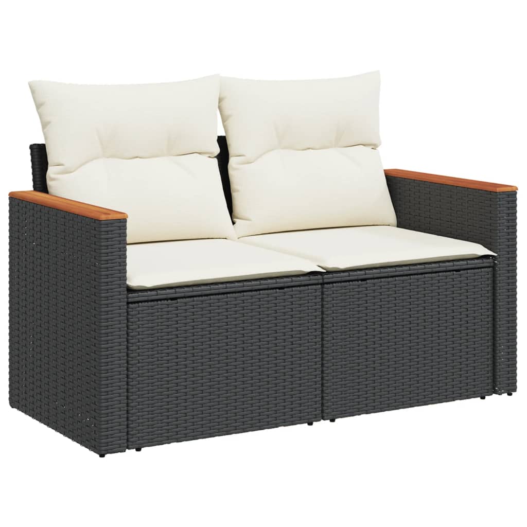 Set Divani da Giardino 4 pz con Cuscini Nero in Polyrattan - homemem39