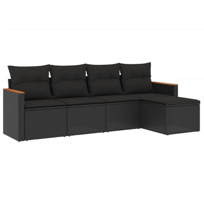 Set Divani da Giardino 5 pz con Cuscini in Polyrattan Nero - homemem39