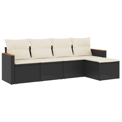 Set Divani da Giardino 5 pz con Cuscini in Polyrattan Nero - homemem39