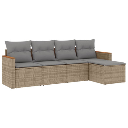 Set Divano da Giardino 5 pz con Cuscini Beige Misto Polyrattan - homemem39