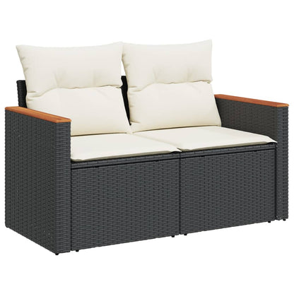 Set Divani da Giardino 4 pz con Cuscini Nero in Polyrattan | homemem39