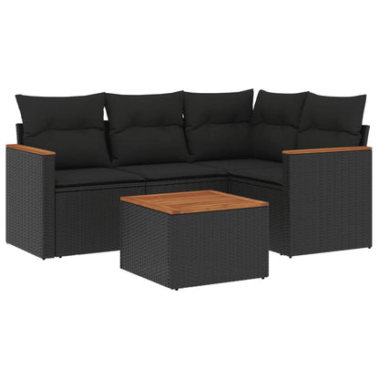 Set Divani da Giardino 5 pz con Cuscini in Polyrattan Nero - homemem39