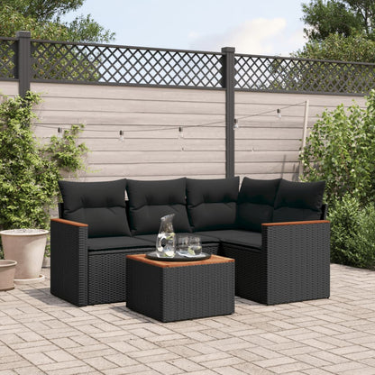 Set Divani da Giardino 5 pz con Cuscini in Polyrattan Nero - homemem39