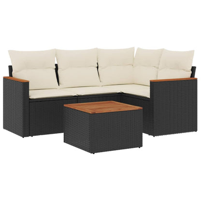 Set Divani da Giardino 5 pz con Cuscini in Polyrattan Nero - homemem39