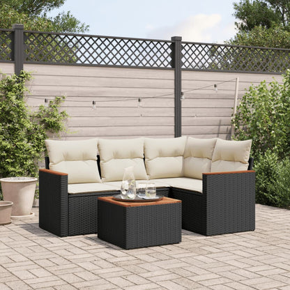 Set Divani da Giardino 5 pz con Cuscini in Polyrattan Nero - homemem39