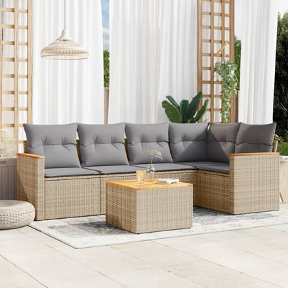 Set Divano da Giardino 6 pz con Cuscini Beige Misto Polyrattan - homemem39