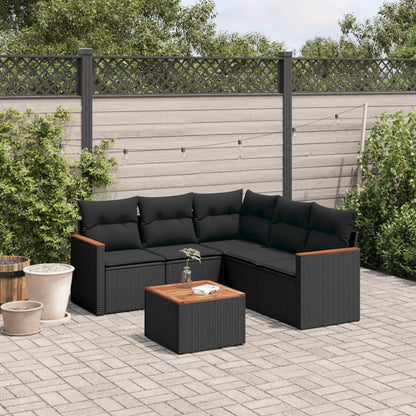 Set Divano da Giardino 6 pz con Cuscini Nero in Polyrattan - homemem39