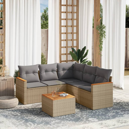 Set Divano da Giardino 6 pz con Cuscini Beige Misto Polyrattan - homemem39