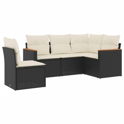 Set Divani da Giardino 5 pz con Cuscini in Polyrattan Nero - homemem39